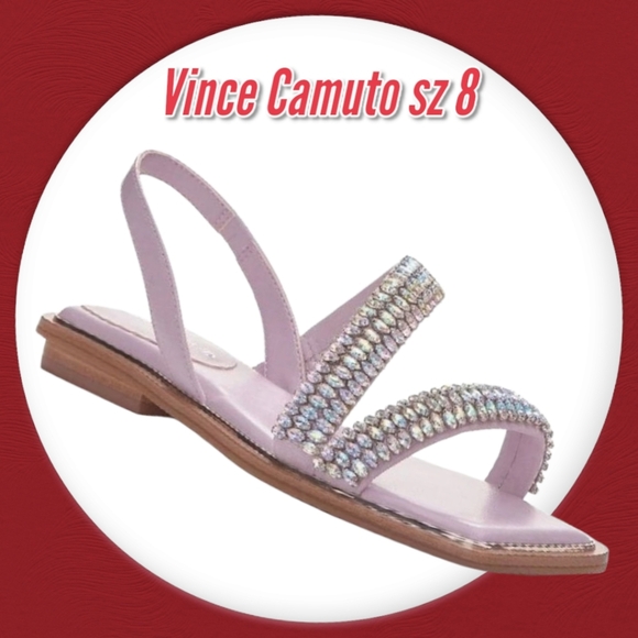 Vince Camuto Lavender Cushioned Slip On Square Toe Embellished Sandals - Picture 1 of 11